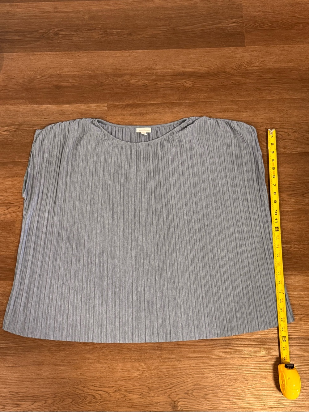 Pure Jill Elements Pleated Short Sleeve Top 2X Blue Gray Blouse